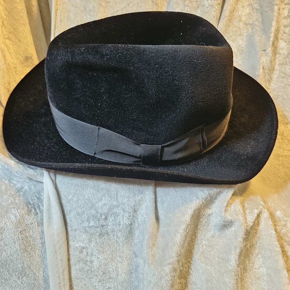 Selentino Black Fedora Velour Hat 7 3/8
